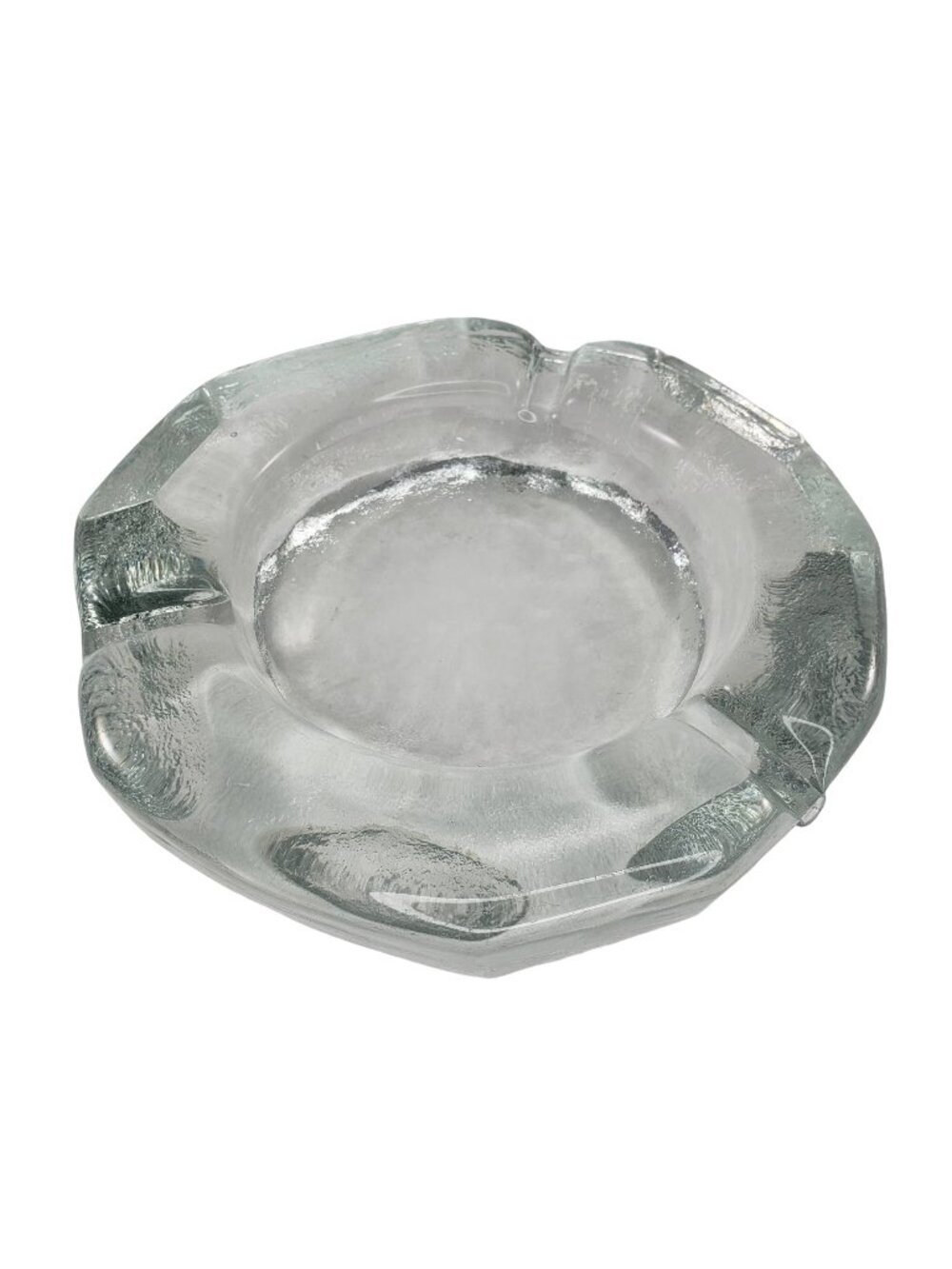 Vintage Blenko Ashtray Catchall Ice Heavy Glass Clear Heavy MCM Retro